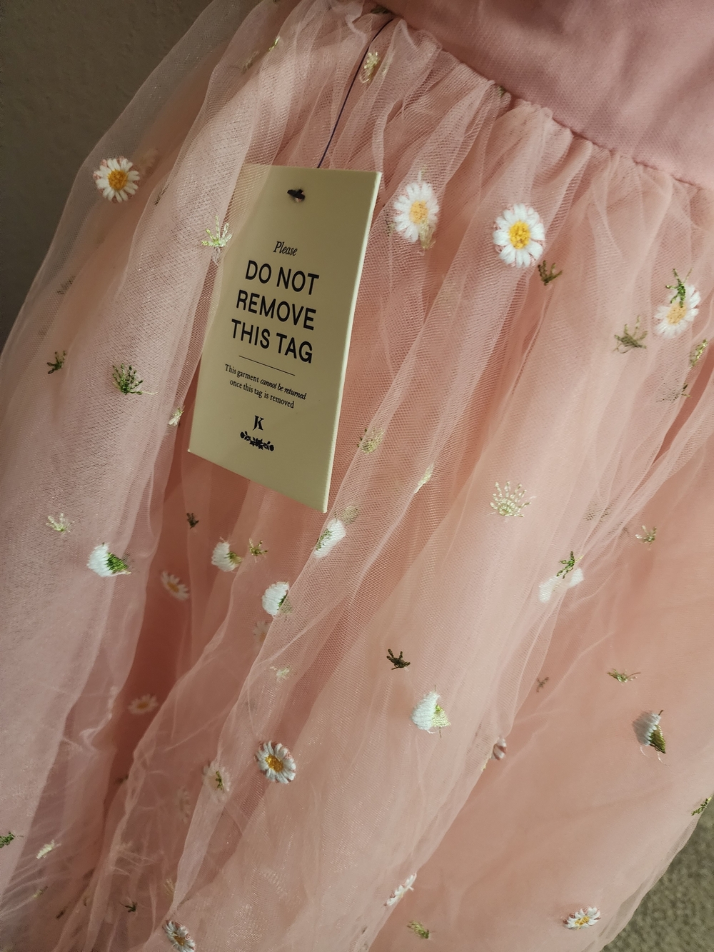 JessaKae Blush Pink Tulle Dress with Daisy Embroidery - Picture 7 of 9